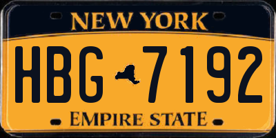 NY license plate HBG7192