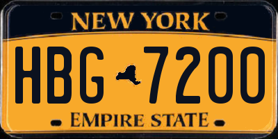 NY license plate HBG7200