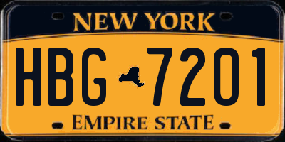 NY license plate HBG7201