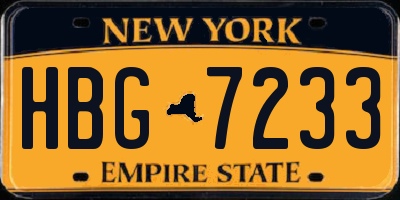 NY license plate HBG7233