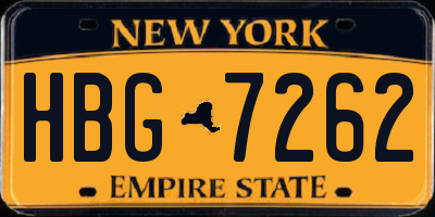NY license plate HBG7262