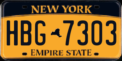 NY license plate HBG7303