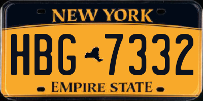 NY license plate HBG7332