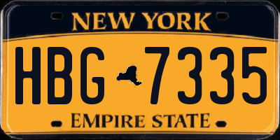NY license plate HBG7335