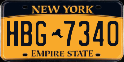 NY license plate HBG7340