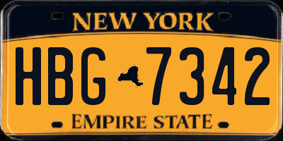 NY license plate HBG7342