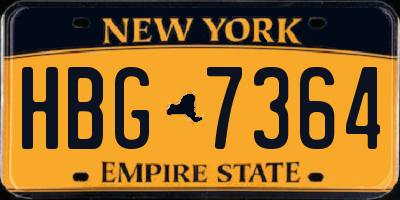 NY license plate HBG7364