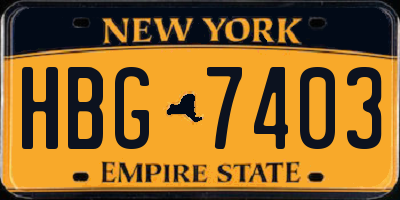 NY license plate HBG7403