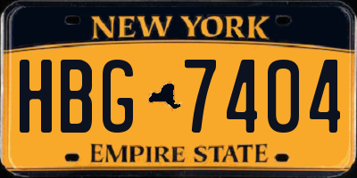 NY license plate HBG7404