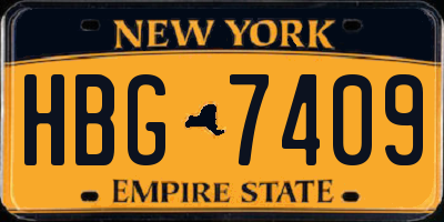 NY license plate HBG7409