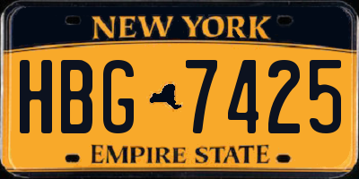 NY license plate HBG7425