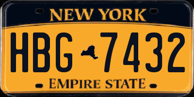 NY license plate HBG7432