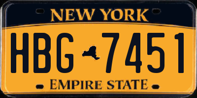 NY license plate HBG7451