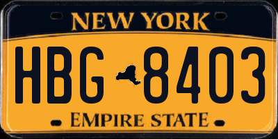 NY license plate HBG8403