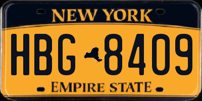 NY license plate HBG8409