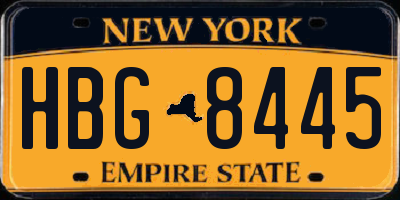NY license plate HBG8445