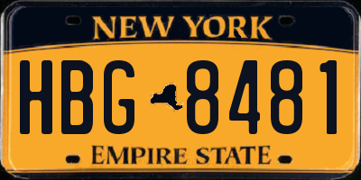 NY license plate HBG8481