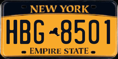 NY license plate HBG8501