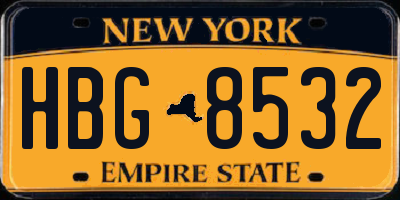 NY license plate HBG8532