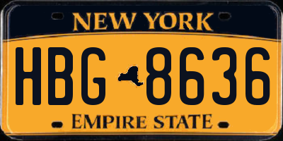 NY license plate HBG8636