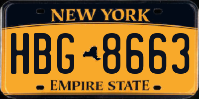 NY license plate HBG8663