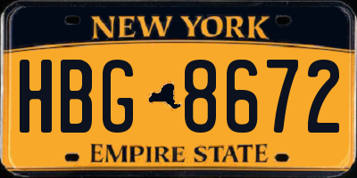 NY license plate HBG8672