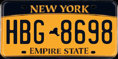 NY license plate HBG8698