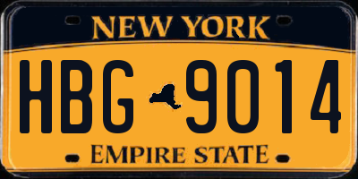 NY license plate HBG9014