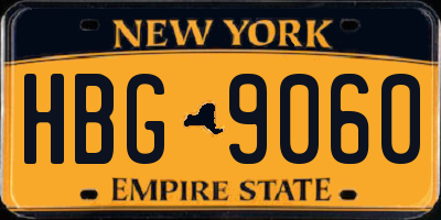 NY license plate HBG9060