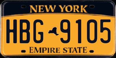 NY license plate HBG9105