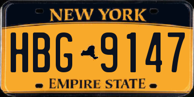 NY license plate HBG9147