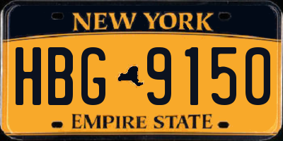 NY license plate HBG9150