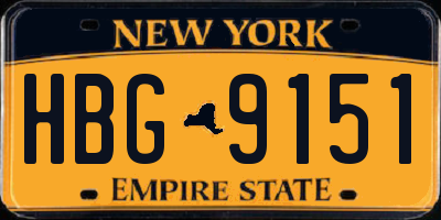 NY license plate HBG9151