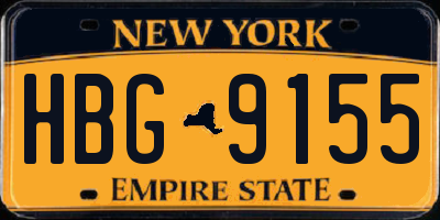 NY license plate HBG9155
