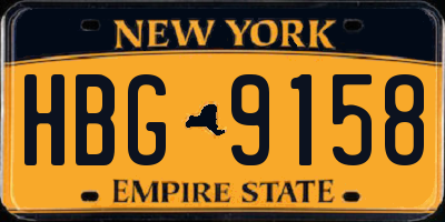 NY license plate HBG9158