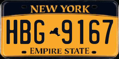 NY license plate HBG9167