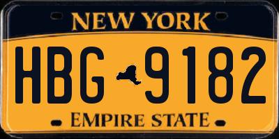 NY license plate HBG9182