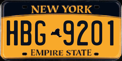 NY license plate HBG9201