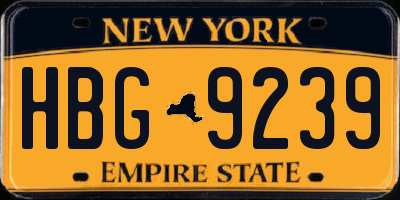 NY license plate HBG9239