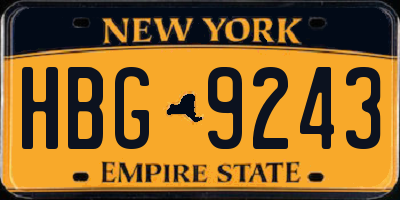 NY license plate HBG9243