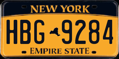 NY license plate HBG9284