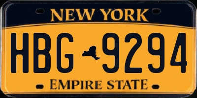 NY license plate HBG9294