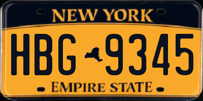 NY license plate HBG9345