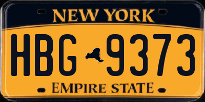 NY license plate HBG9373