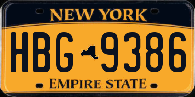 NY license plate HBG9386