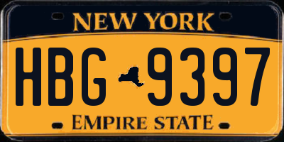 NY license plate HBG9397
