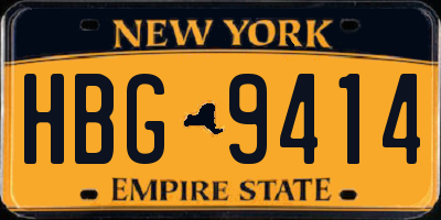NY license plate HBG9414