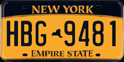 NY license plate HBG9481