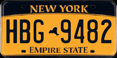 NY license plate HBG9482
