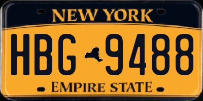 NY license plate HBG9488
